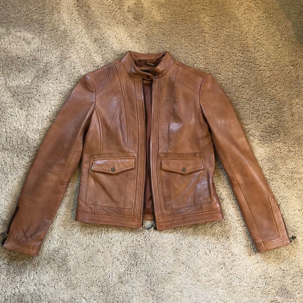 Bernardo Leather Moto Jacket with pockets